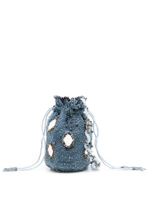 Nannacay Mimi bead-embellished bucket bag - Blue