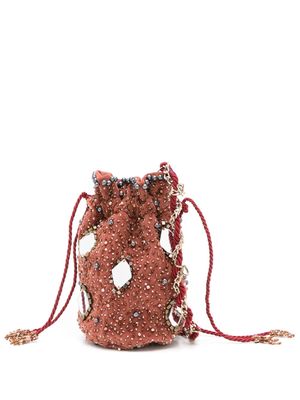 Nannacay Mimi crystal-embellished bucket bag - Brown