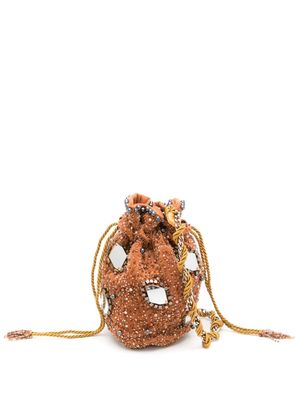 Nannacay Mimi sequin-embellished mini bucket bag - Brown