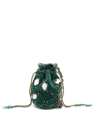 Nannacay Mimi sequin-embellished mini bucket bag - Green