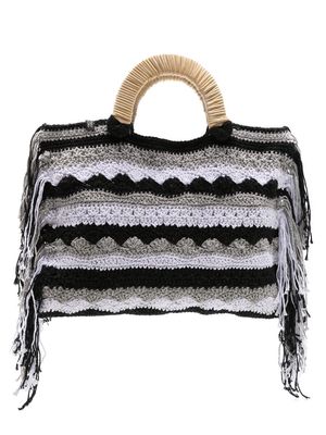 Nannacay Vera striped crochet tote bag - Black