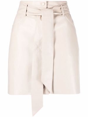 Nanushka A-line belted mini skirt - Neutrals