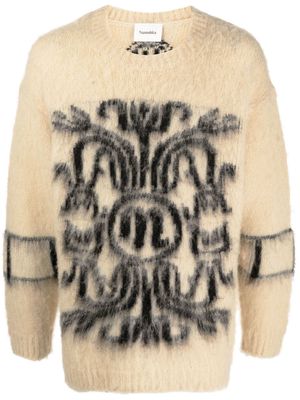 Nanushka abstract-print knitted jumper - Neutrals
