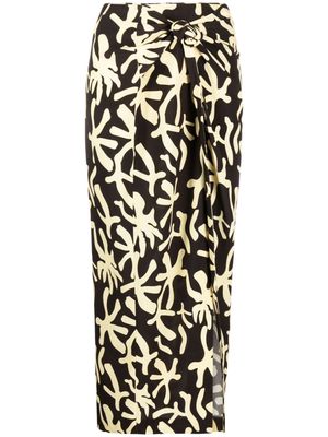 Nanushka abstract-print sarong skirt - Neutrals