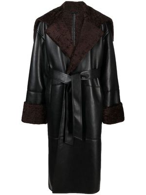 Nanushka Alessi belted leather maxi coat - Black