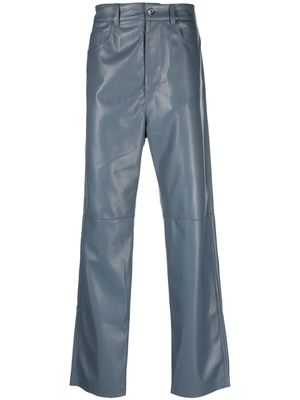 Nanushka Aric artificial leather straight-leg trousers - Blue