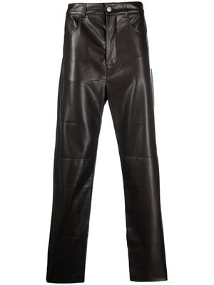Nanushka Aric straight-leg faux-leather trousers - Brown