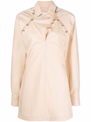 Nanushka asymmetric-fastening mini shirt dress - Neutrals