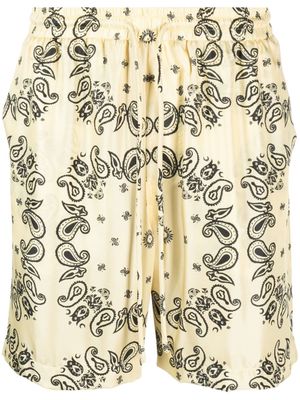 Nanushka bandana-print silk shorts - Yellow