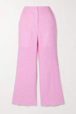 Nanushka - Beata Cropped Linen Flared Pants - Pink