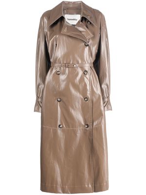 Nanushka belted double-breasted trench coat - Brown