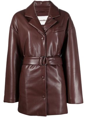 Nanushka belted faux-leather blazer - Brown