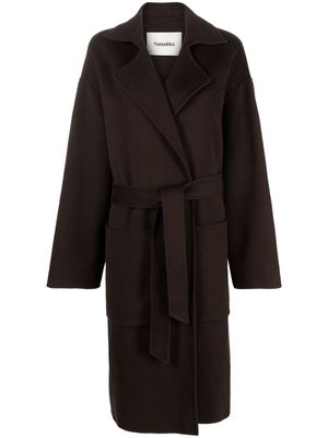 Nanushka belted wool-blend coat - Brown