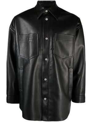 Nanushka Black Martin Faux Leather Shirt