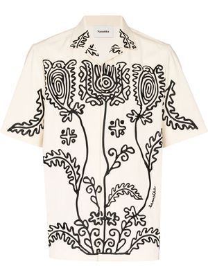 Nanushka Bodil embroidered short-sleeve shirt - Neutrals