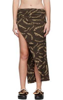 Nanushka Brown Taina Midi Skirt