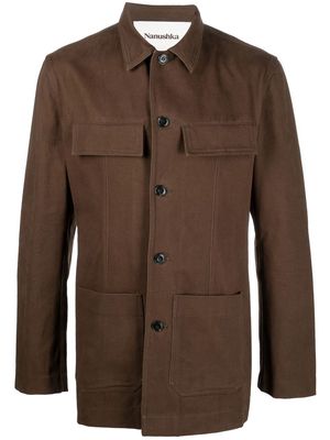 Nanushka button-up fitted overshirt - Brown