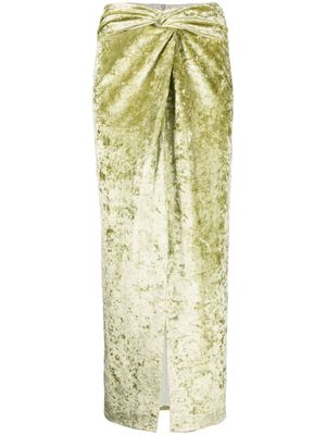 Nanushka Carlene twist-detail velvet maxi skirt - Green