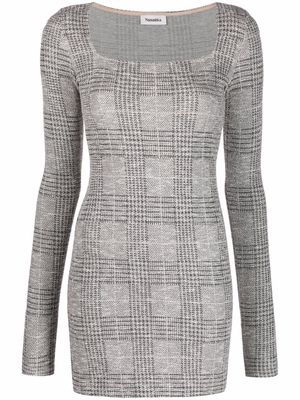 Nanushka check-pattern long-sleeved mini dress - Grey