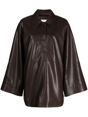 Nanushka Clarice faux leather polo shirt - Brown
