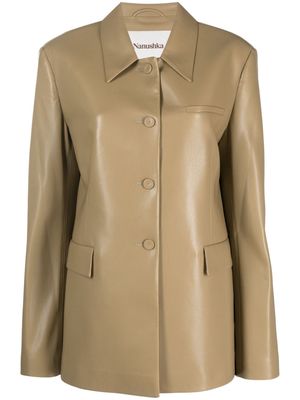 Nanushka classic-collar faux-leather jacket - Neutrals