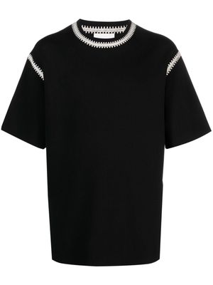 Nanushka crochet-trim crew-neck T-shirt - Black