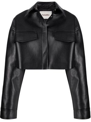 Nanushka cropped leather jacket - Black