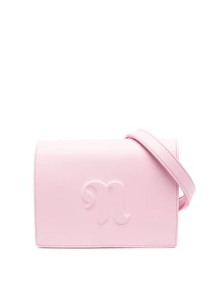 Nanushka debossed-logo flap shoulder bag - Pink