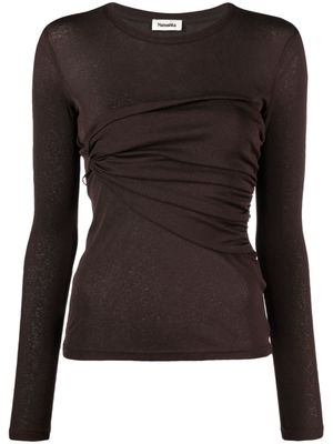 Nanushka Deva draped-panel mesh top - Brown