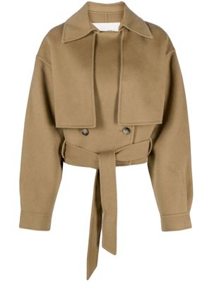 Nanushka double-breasted cropped trench jacket - Green