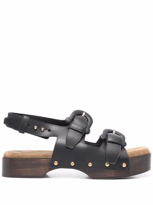 Nanushka double-buckle leather sandals - Black