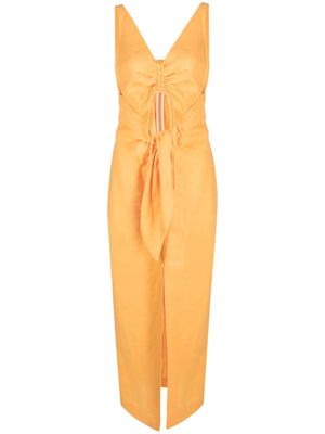 Nanushka draped linen midi dress - Orange