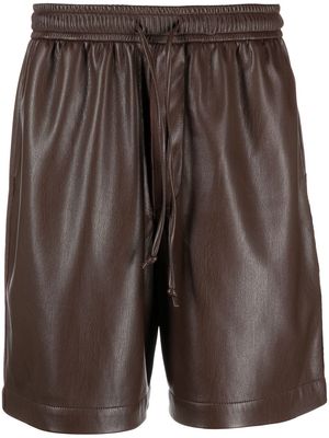 Nanushka drawstring-waist faux-leather shorts - Brown