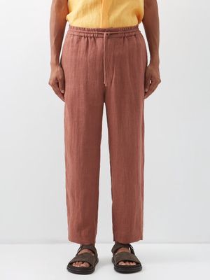 Nanushka - Drawstring-waist Linen Trousers - Mens - Brown