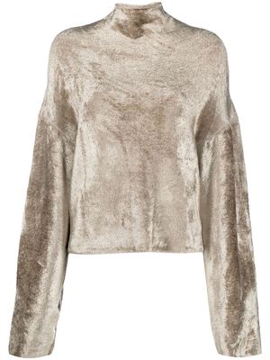 Nanushka drop-shoulder velvet-effect jumper - Neutrals