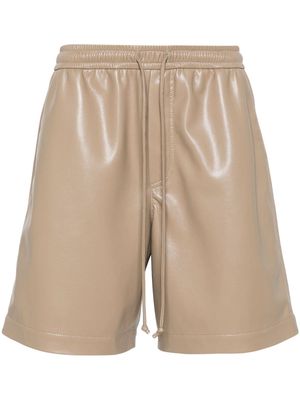 Nanushka elasticated-waist faux-leather shorts - Neutrals