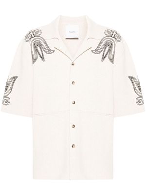 Nanushka embroidered camp-collar cardigan - Neutrals