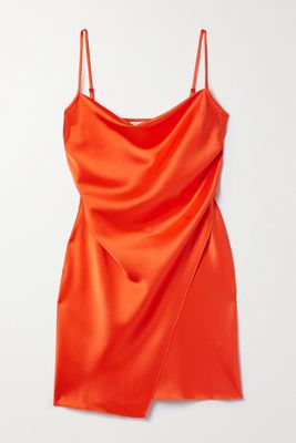 Nanushka - Emila Draped Satin Mini Dress - Orange