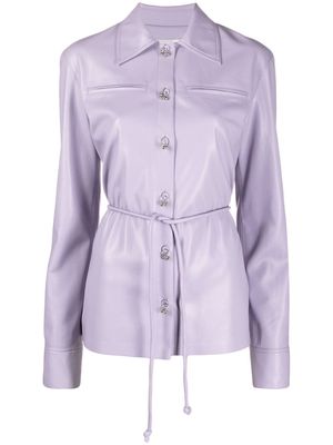 Nanushka faux-leather belted tailored shirt - Purple
