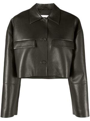 Nanushka faux-leather buttoned cropped jacket - Brown