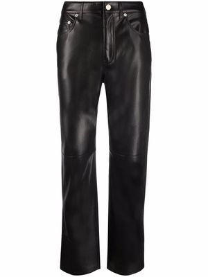 Nanushka faux-leather cropped straight-leg trousers - Black