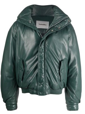 Nanushka faux-leather hooded jacket - Green