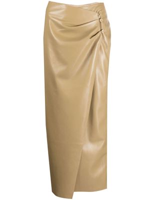 Nanushka faux-leather midi skirt - Brown