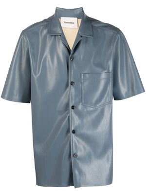 Nanushka faux leather short-sleeve shirt - Blue