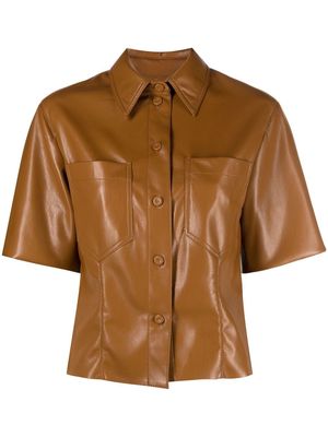 Nanushka faux-leather short-sleeve shirt - Brown