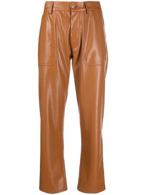 Nanushka faux-leather straight-leg trousers - Brown