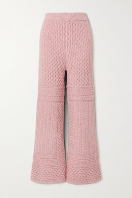 Nanushka - Fina Cable-knit Wide-leg Pants - Pink