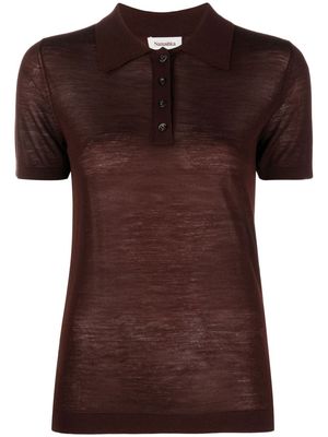 Nanushka fine-knit short-sleeved polo shirt - Brown