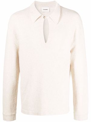 NANUSHKA fine-knit spread-collar jumper - CREME MELANGE