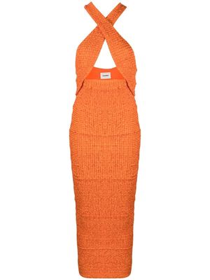 Nanushka fitted cross-panel textured dress - Orange